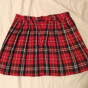 Red, Black, and White Plaid Skirt